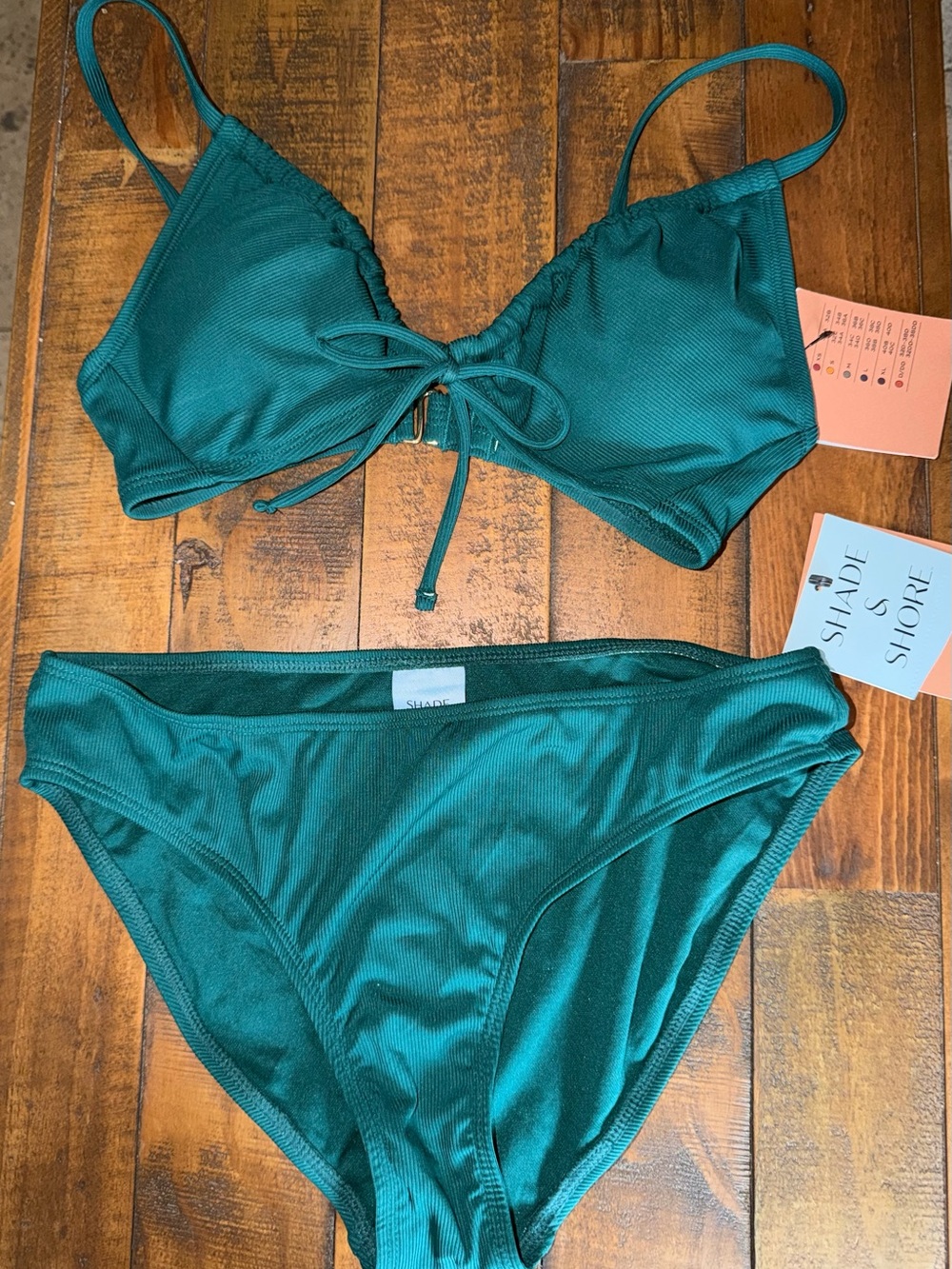 Shade & Shore Deep Teal Tie-Front Bikini Set